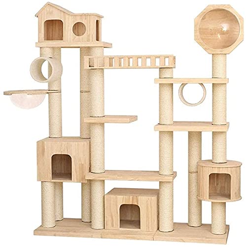 BAoce Solid Wood Cat Tree with Climbing Frame & House