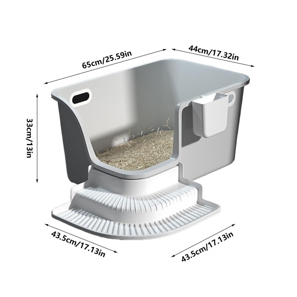 Large High-Sided Leakproof Cat Litter Box with Scoop