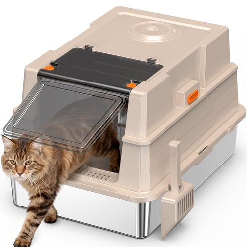 Amacv Extra-Large Stainless Steel Cat Litter Box