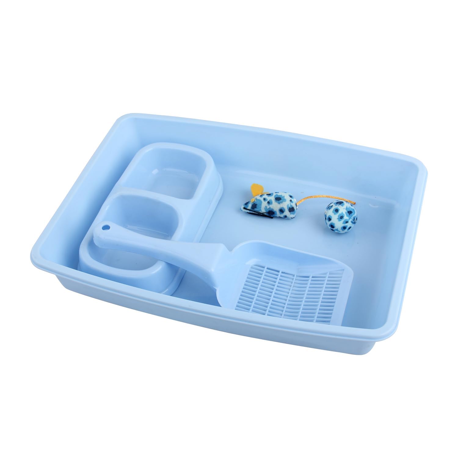 PAWISE Cat Litter Box Starter Kit with Bowl, Scoop & Toys