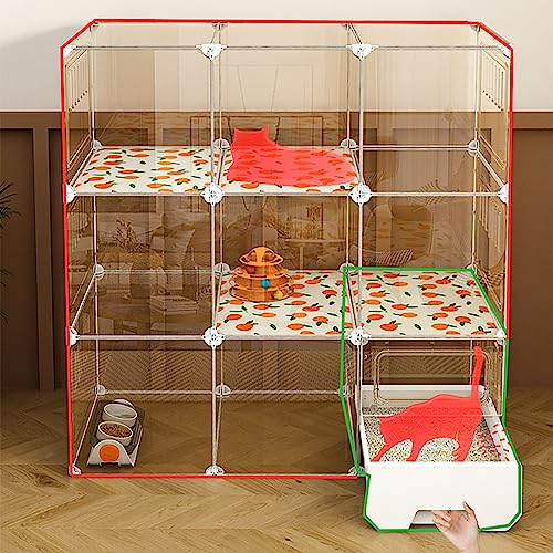 Spacious Indoor Metal Cat Cage with Ladder, Bed & Scratcher