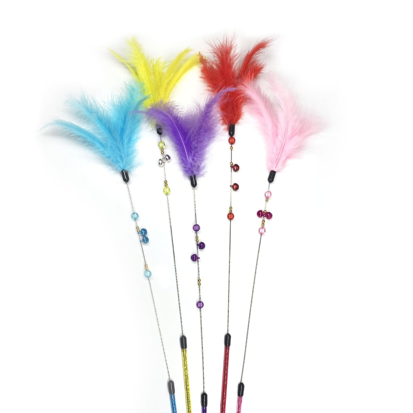 Interactive Feather & Bell Cat Teaser Wand Toy
