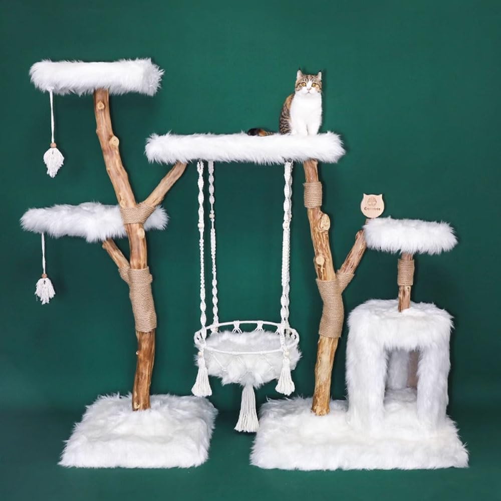 Indoor Cat Climbing Tree with Hammock, Bed & Scratcher