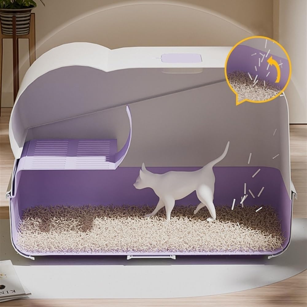 Enclosed Splash-Proof Cat Litter Box with Lid & Scoop