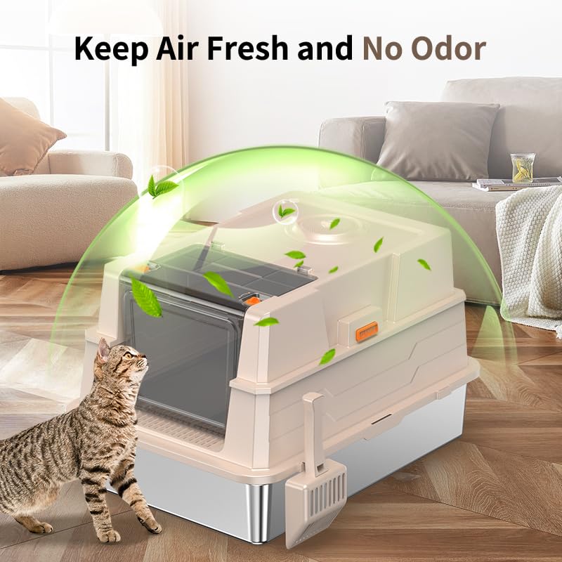 Amacv Extra-Large Stainless Steel Cat Litter Box