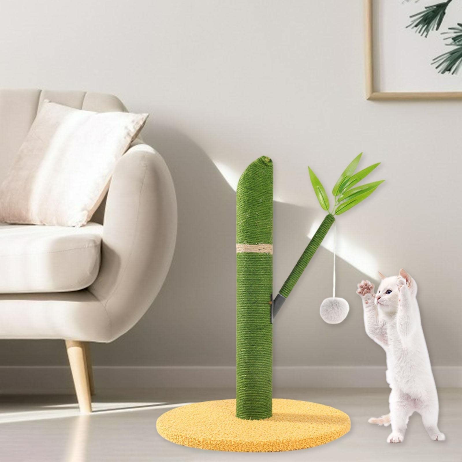 MENGKK Bamboo Panda Cat Scratcher with Catnip & Sisal Rope