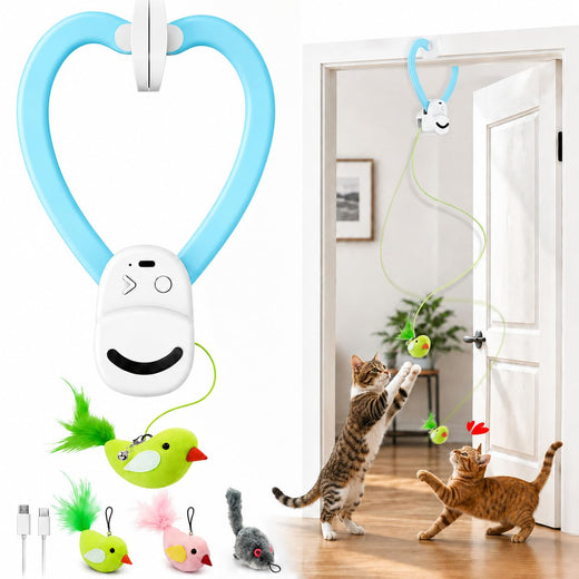 USB-Rechargeable Flying Bird Cat Toy with Feather Wand