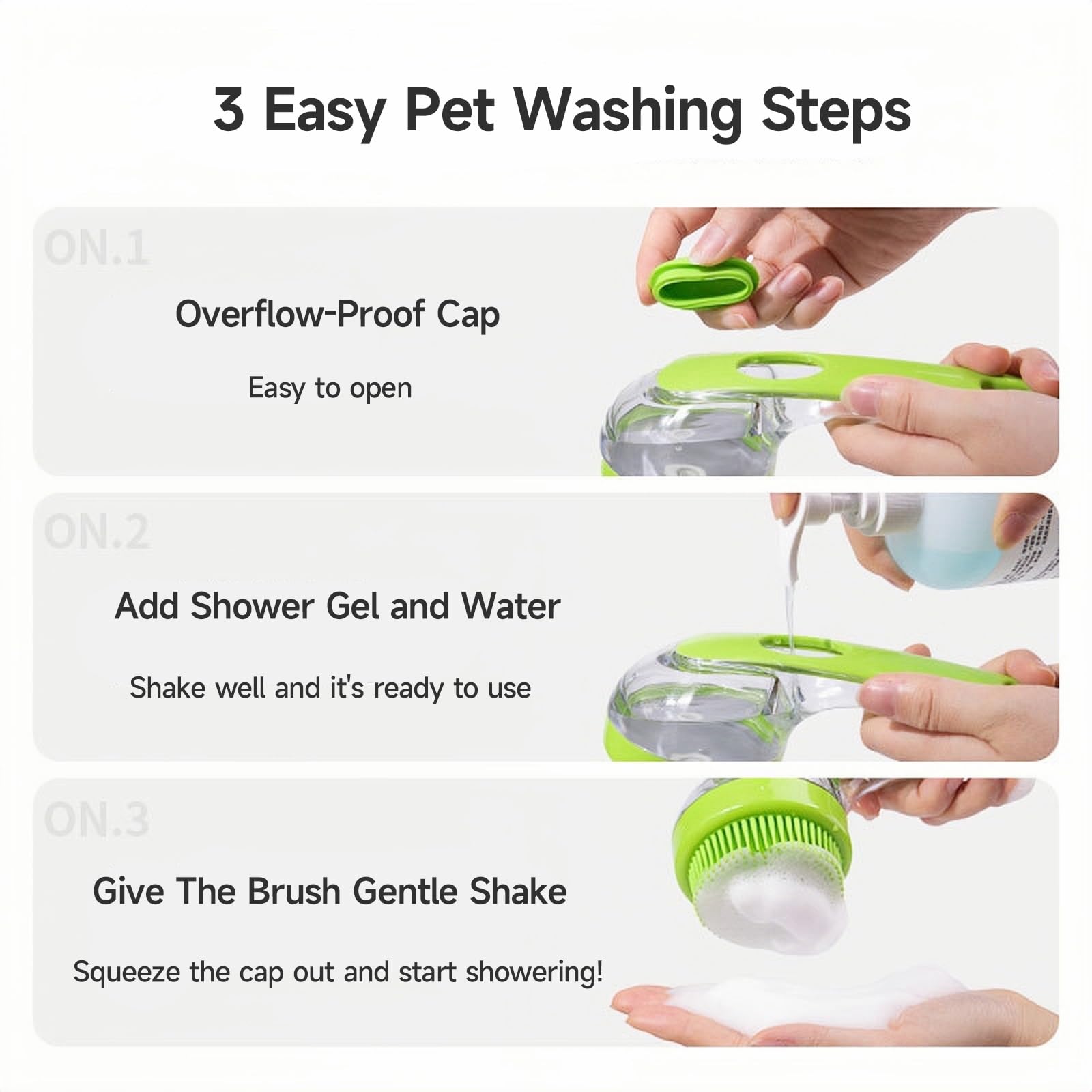 2-Pack Dog Shampoo & Massage Bath Brushes for Grooming