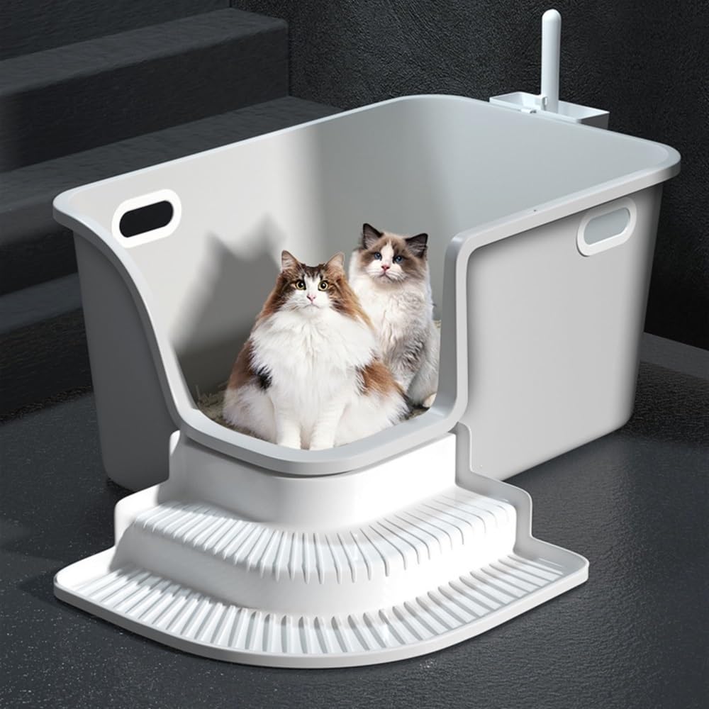 Large High-Sided Leakproof Cat Litter Box with Scoop