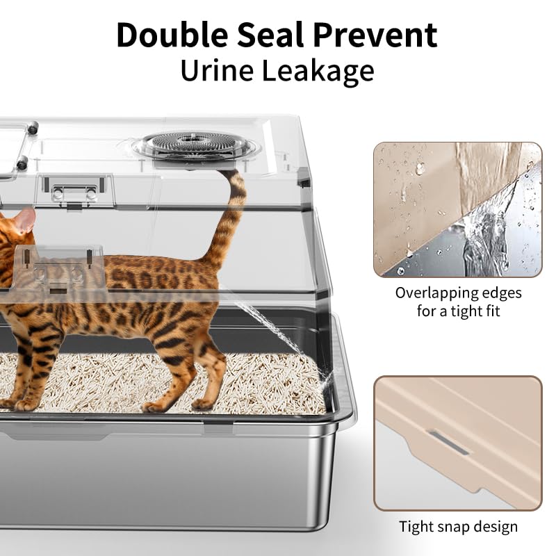 Amacv Extra-Large Stainless Steel Cat Litter Box