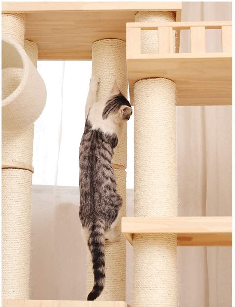 BAoce Solid Wood Cat Tree with Climbing Frame & House
