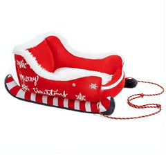 Oreilet Christmas Sled Plush Cat & Dog Cave Bed