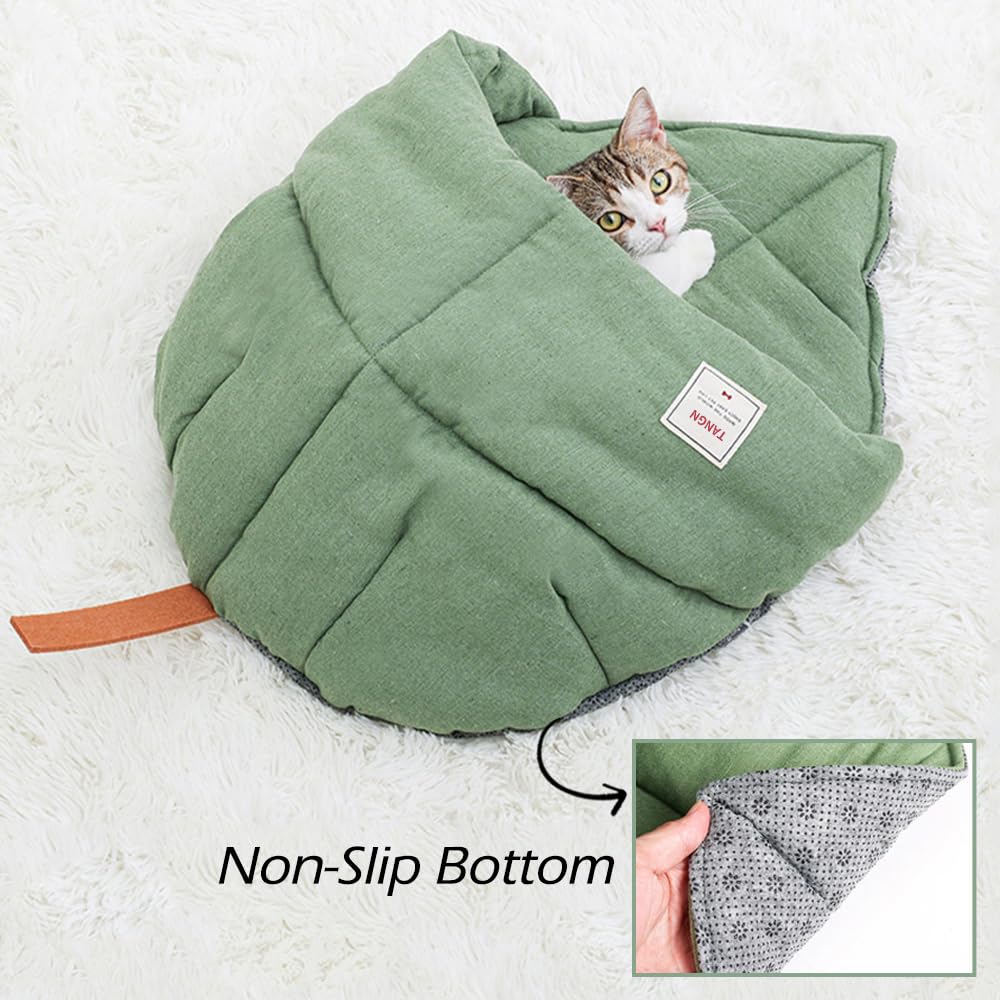 Linen Cat Sleeping Bag Cave with Non-Slip Bottom