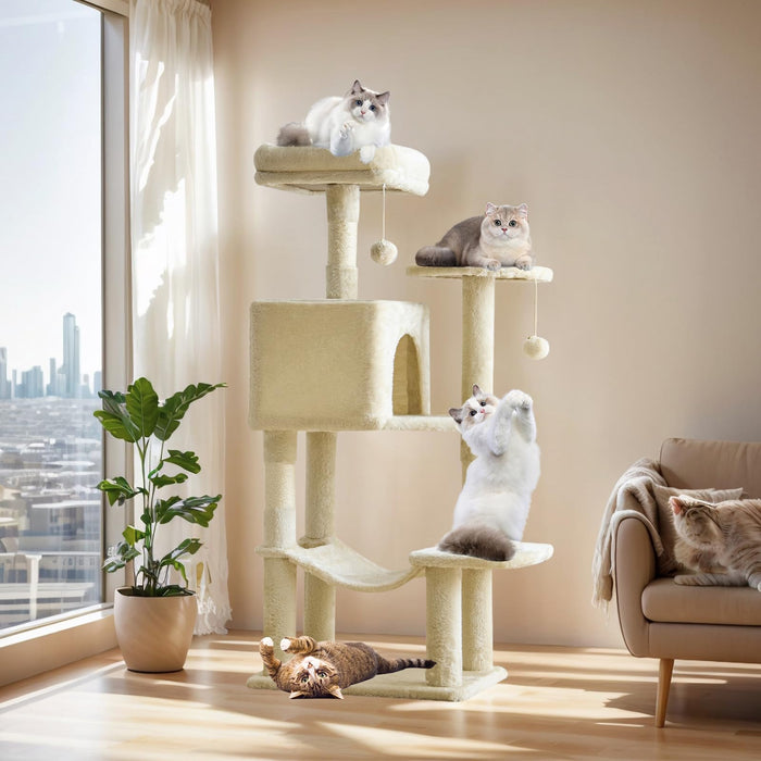 Sweetcrispy Cat Tree Tower with Sisal Posts & Hammock