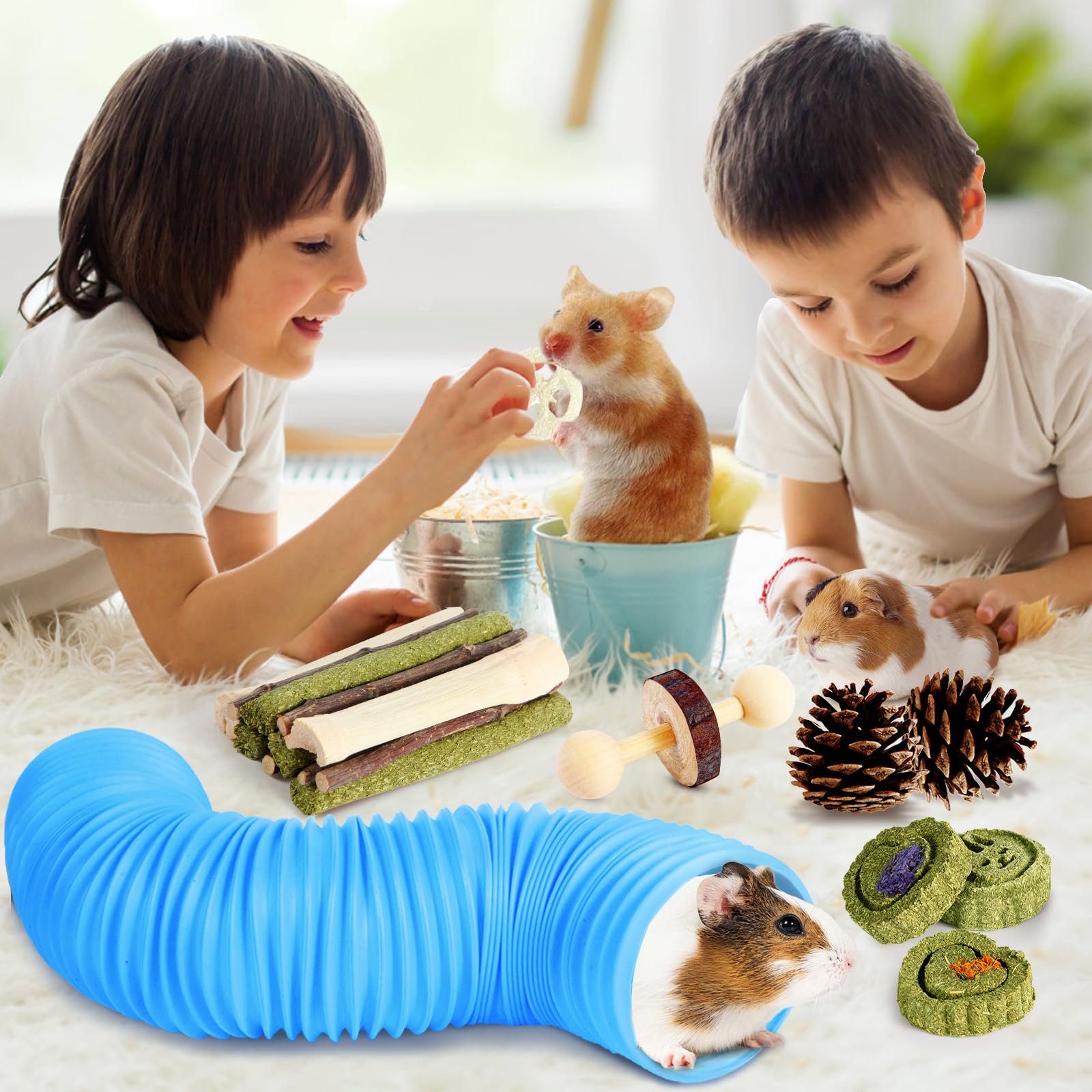 24-Piece Hamster & Guinea Pig Chew and Tunnel Toy Set