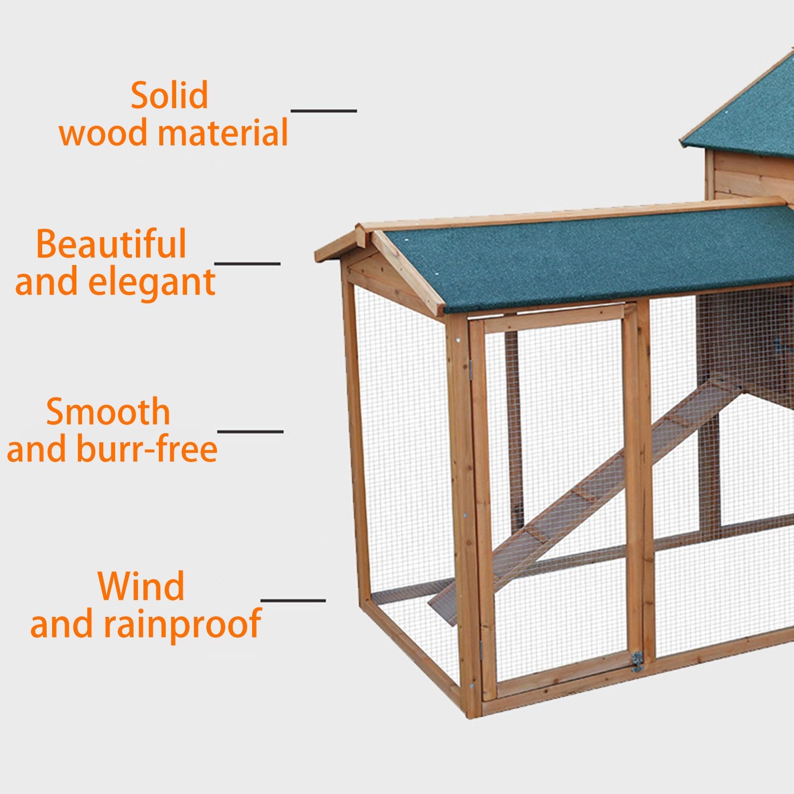 TXGJWRA Large Wooden Rabbit Hutch with Removable Tray & Run
