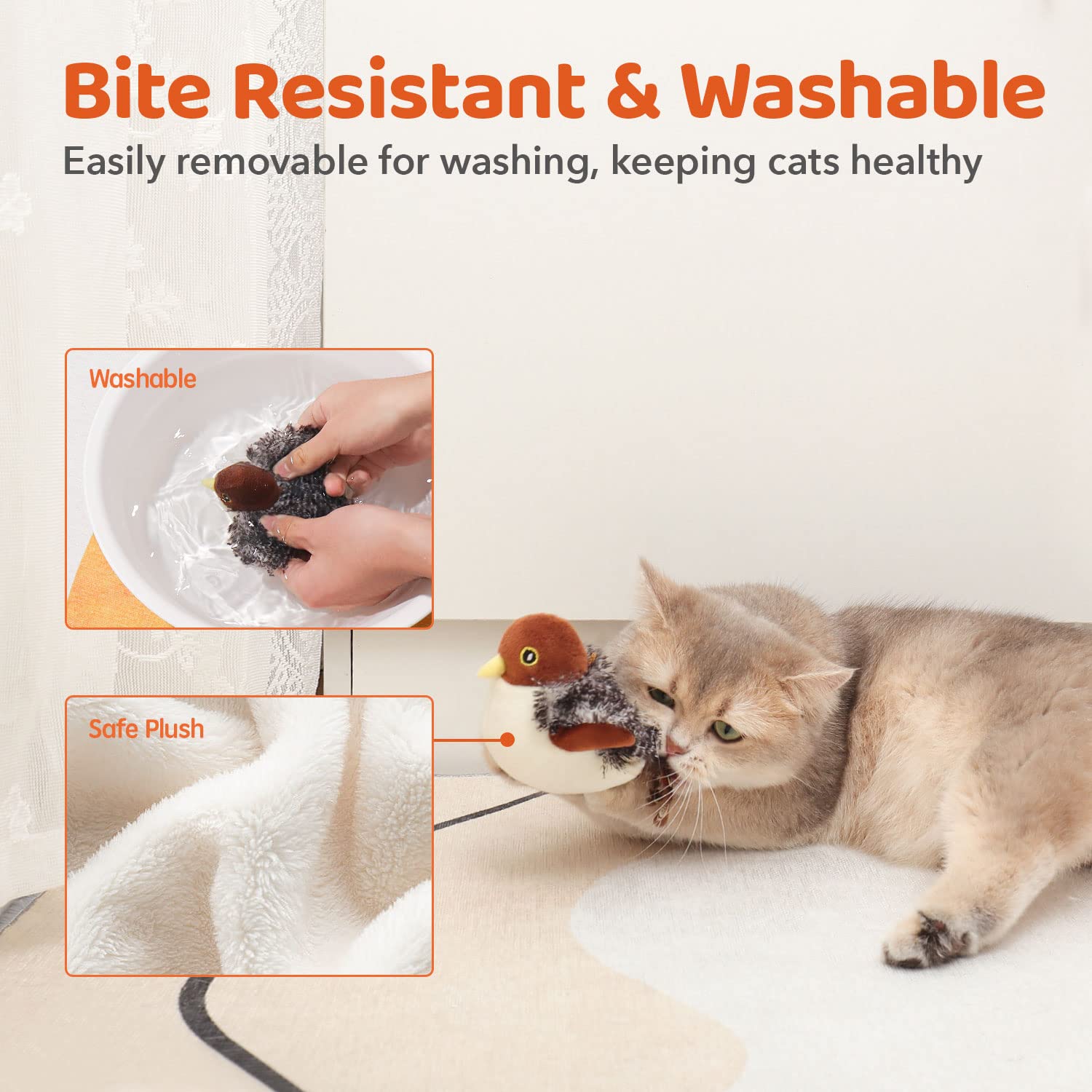 Potaroma Touch-Activated Flapping Bird Catnip Toy
