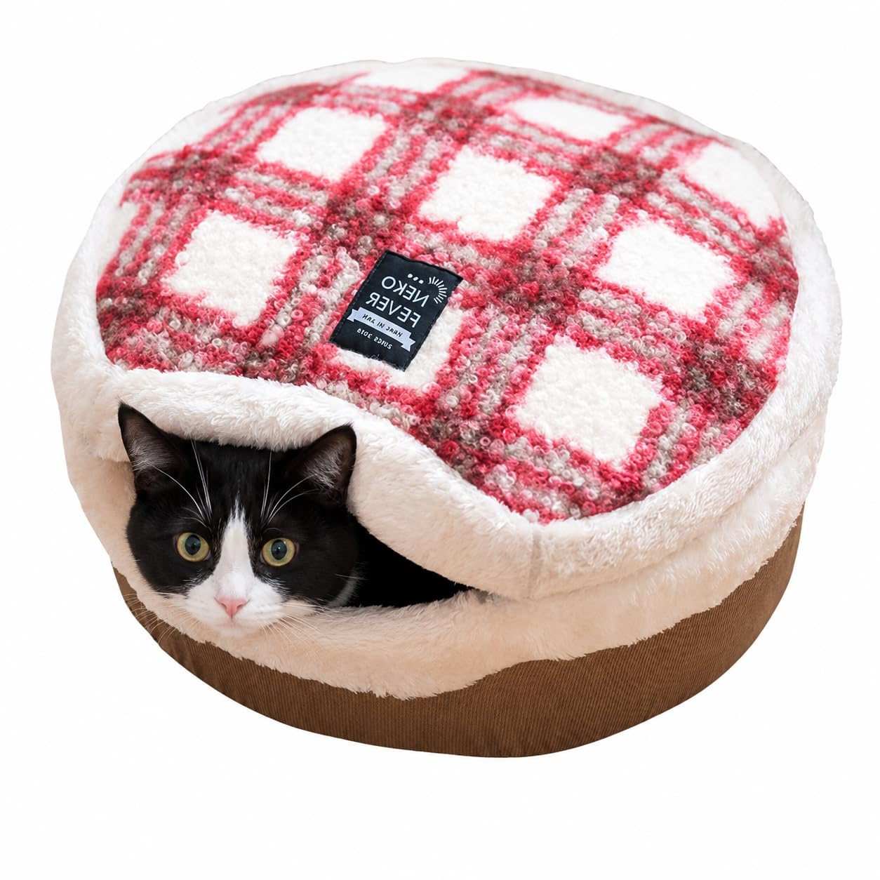 Urnat Plush Calming Cat Cave Bed with Detachable Lid