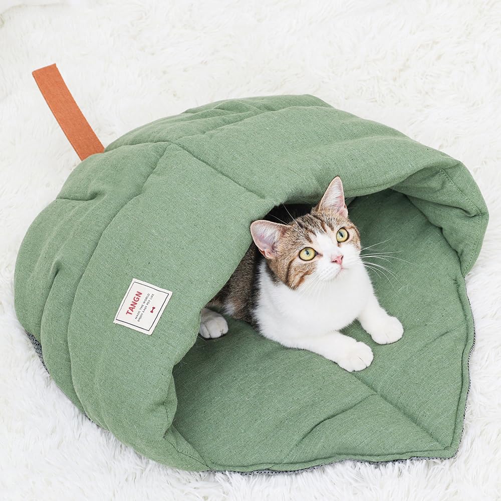 Linen Cat Sleeping Bag Cave with Non-Slip Bottom