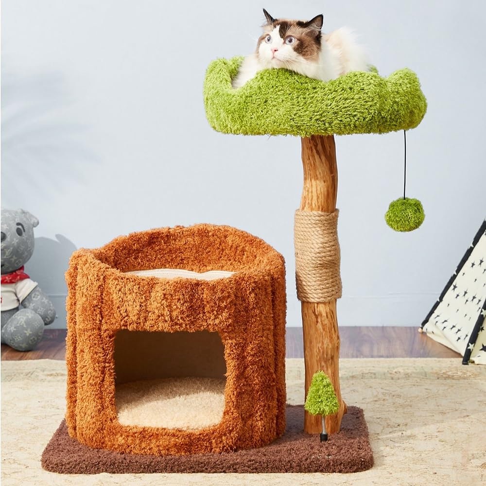 Multi-Level Cat Tower with Scratching Post, Nest & Toys