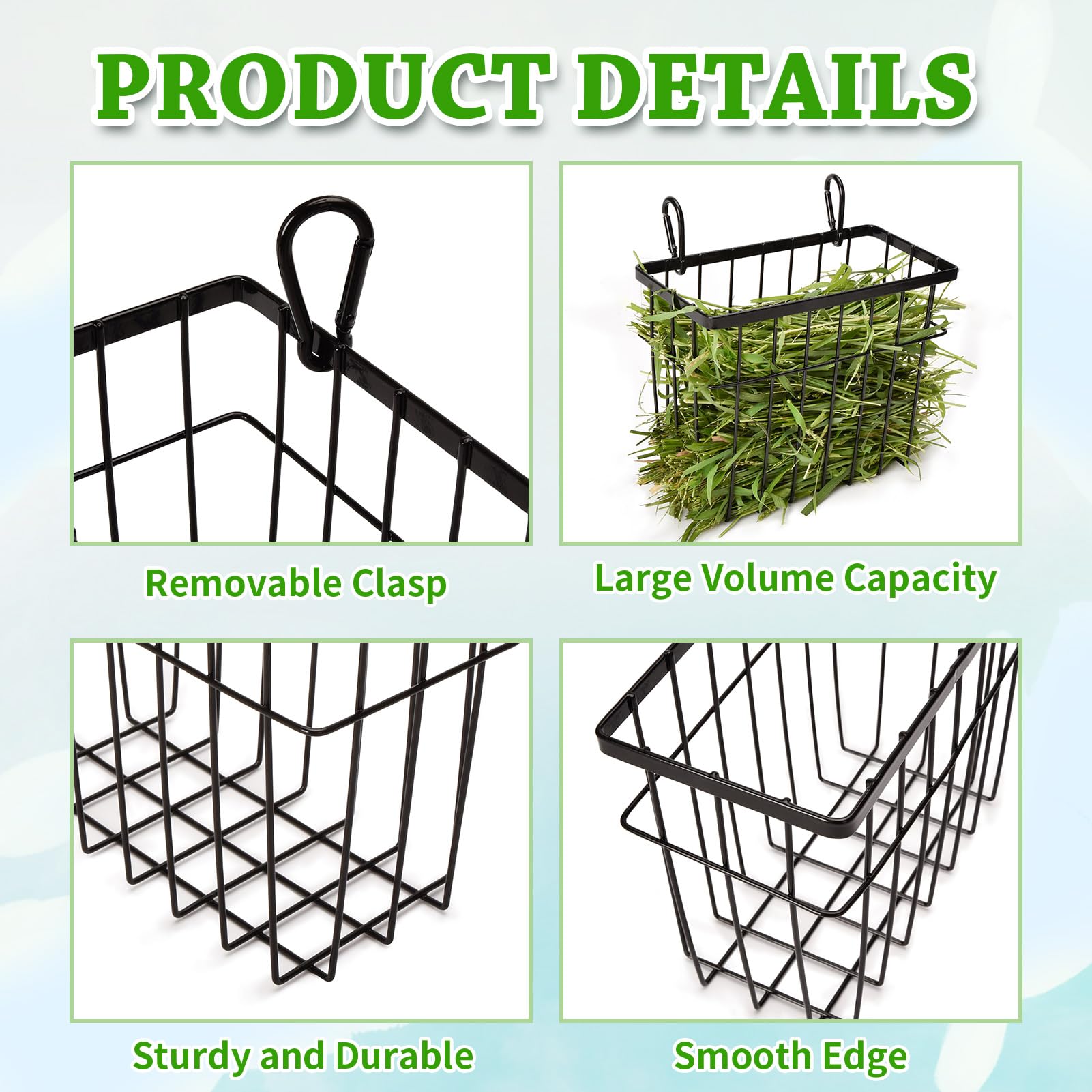 Sopffy 2-Pack Metal Hay Feeders for Rabbits & Guinea Pigs