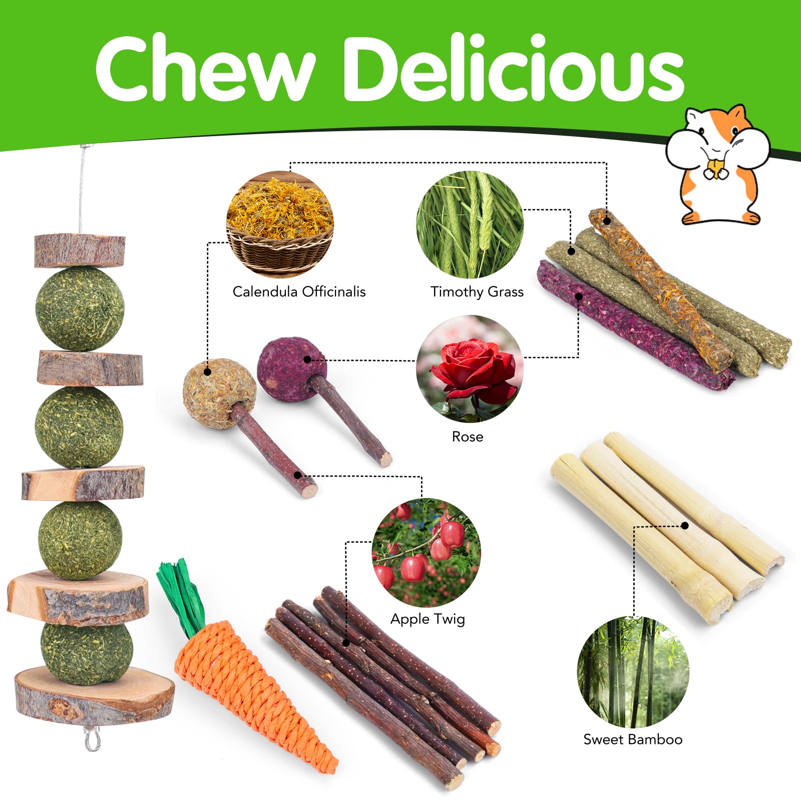 VESPRO Rabbit & Bunny Chew Toys for Small Pets