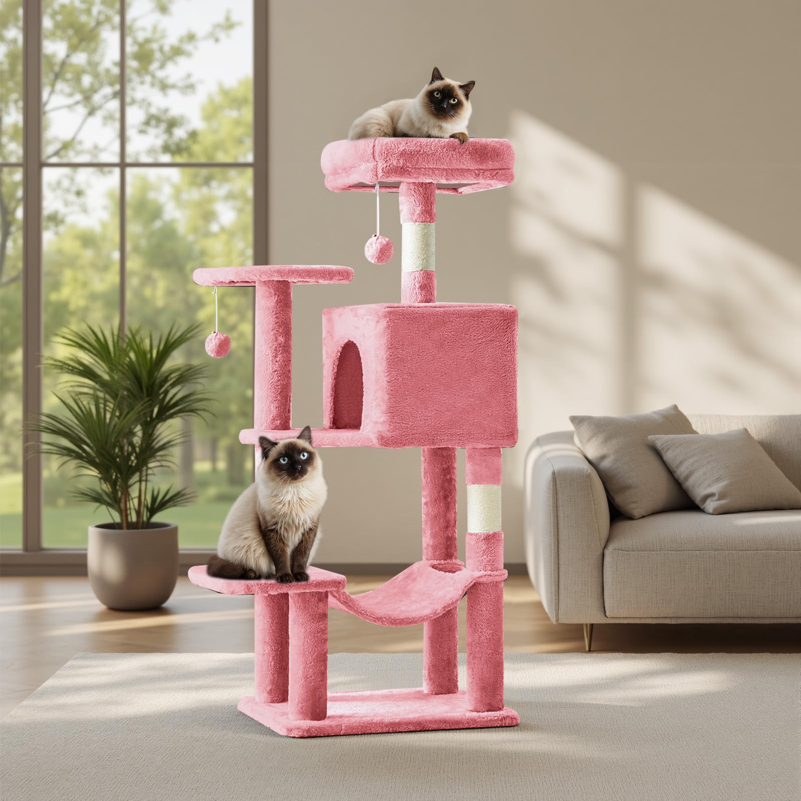 Sweetcrispy Cat Tree Tower with Sisal Posts & Hammock