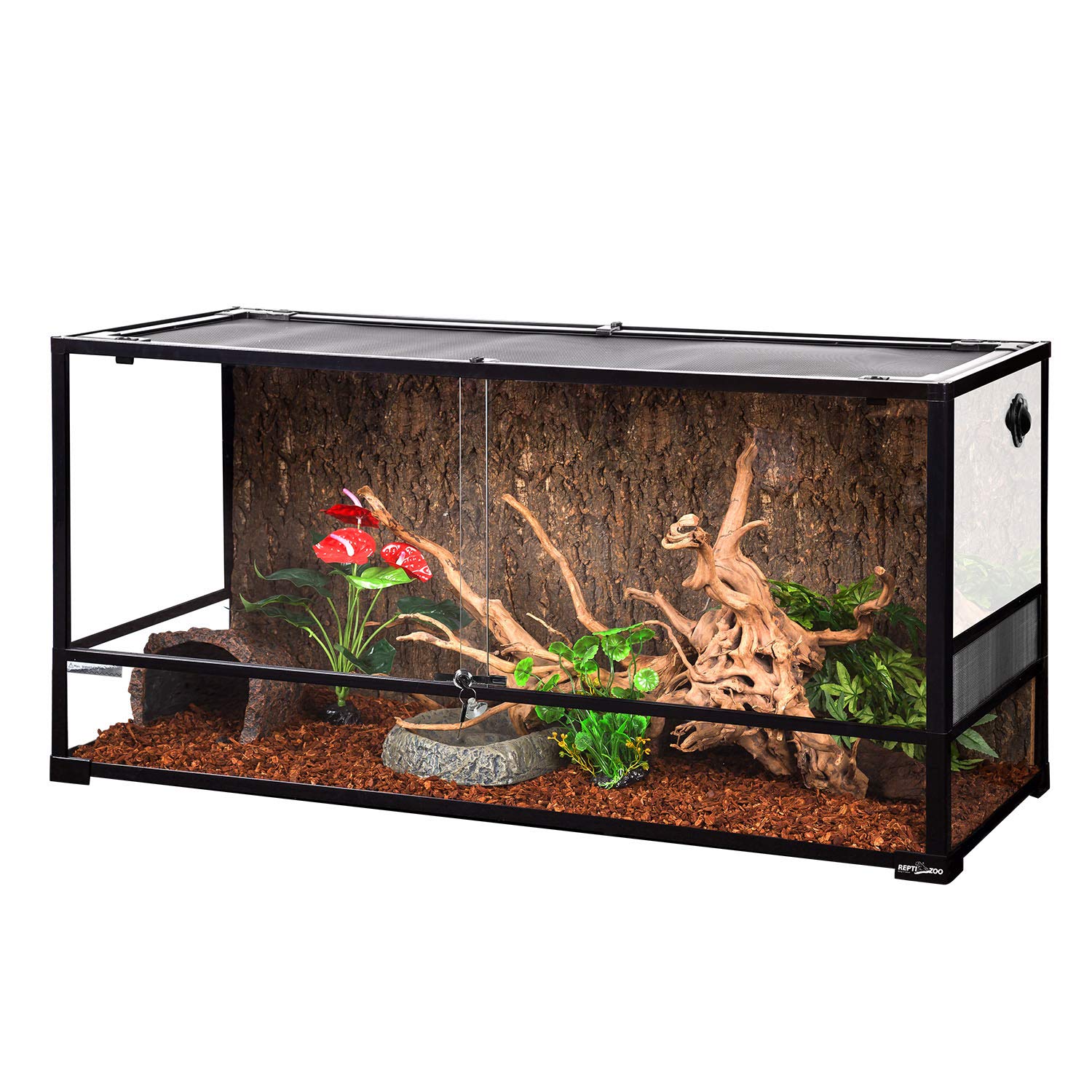 REPTI ZOO Glass Reptile Terrarium with Double Doors