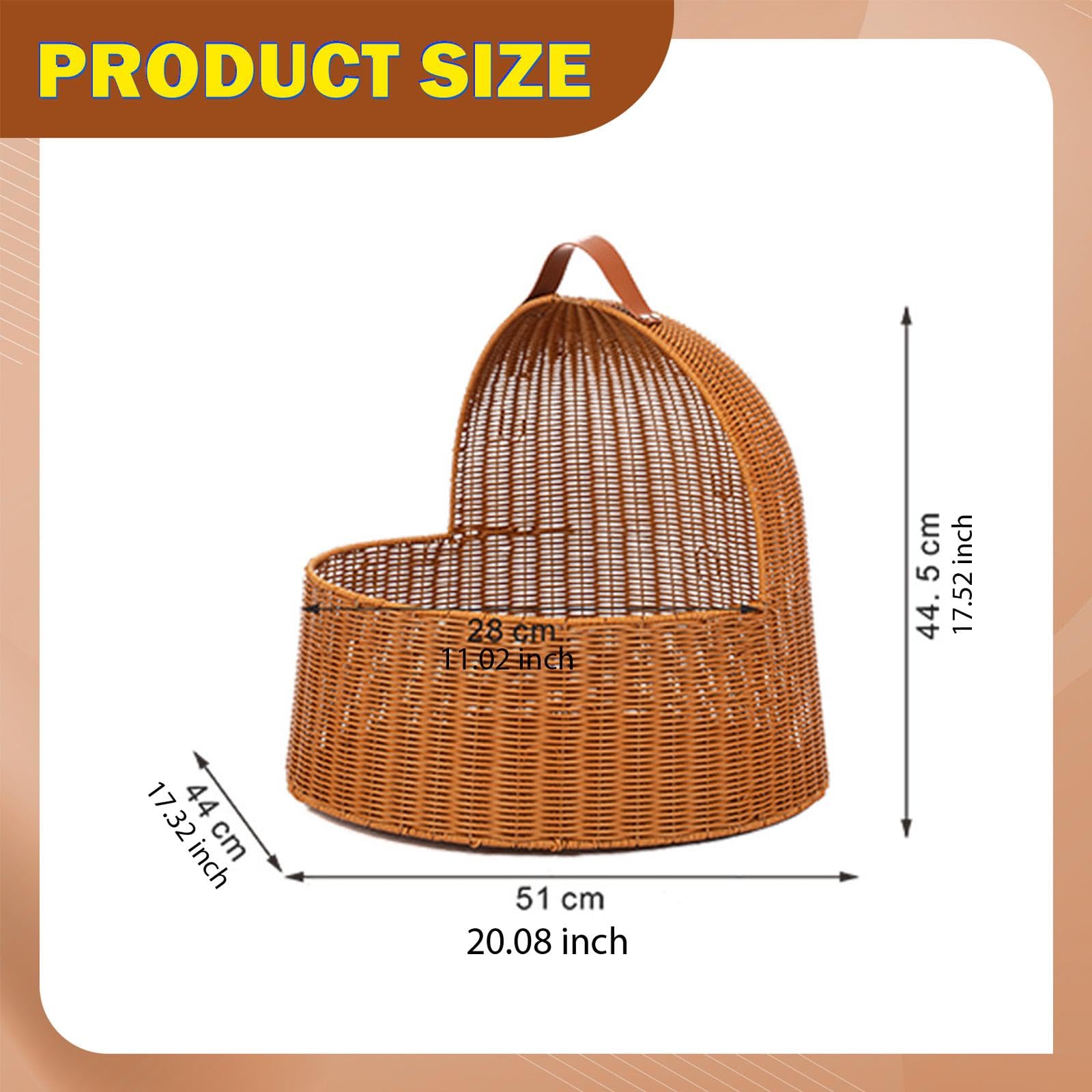 Bothyi Rattan-Style Cat Hideaway Bed with Cushion
