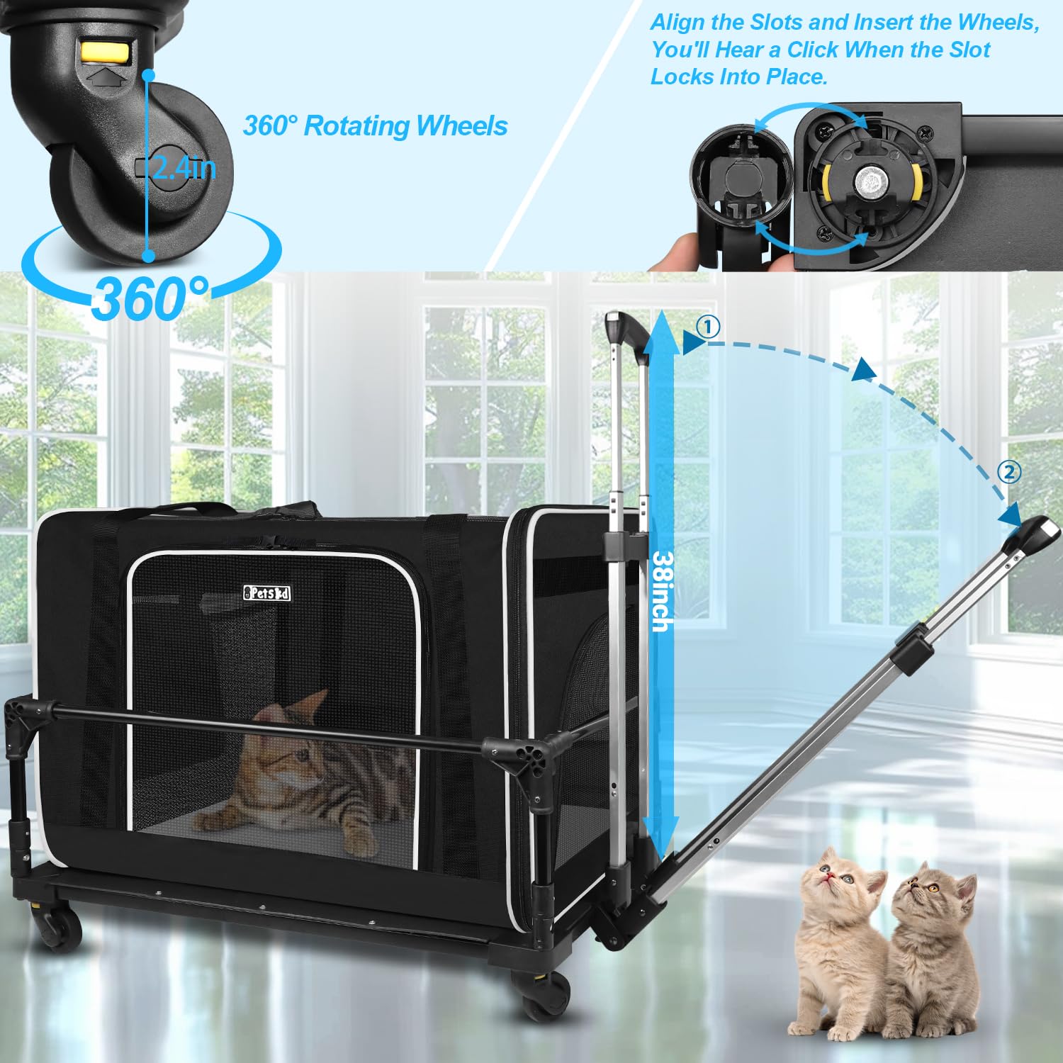 Petskd Extra-Large Cat Carrier for Large Cats, 24 Inches