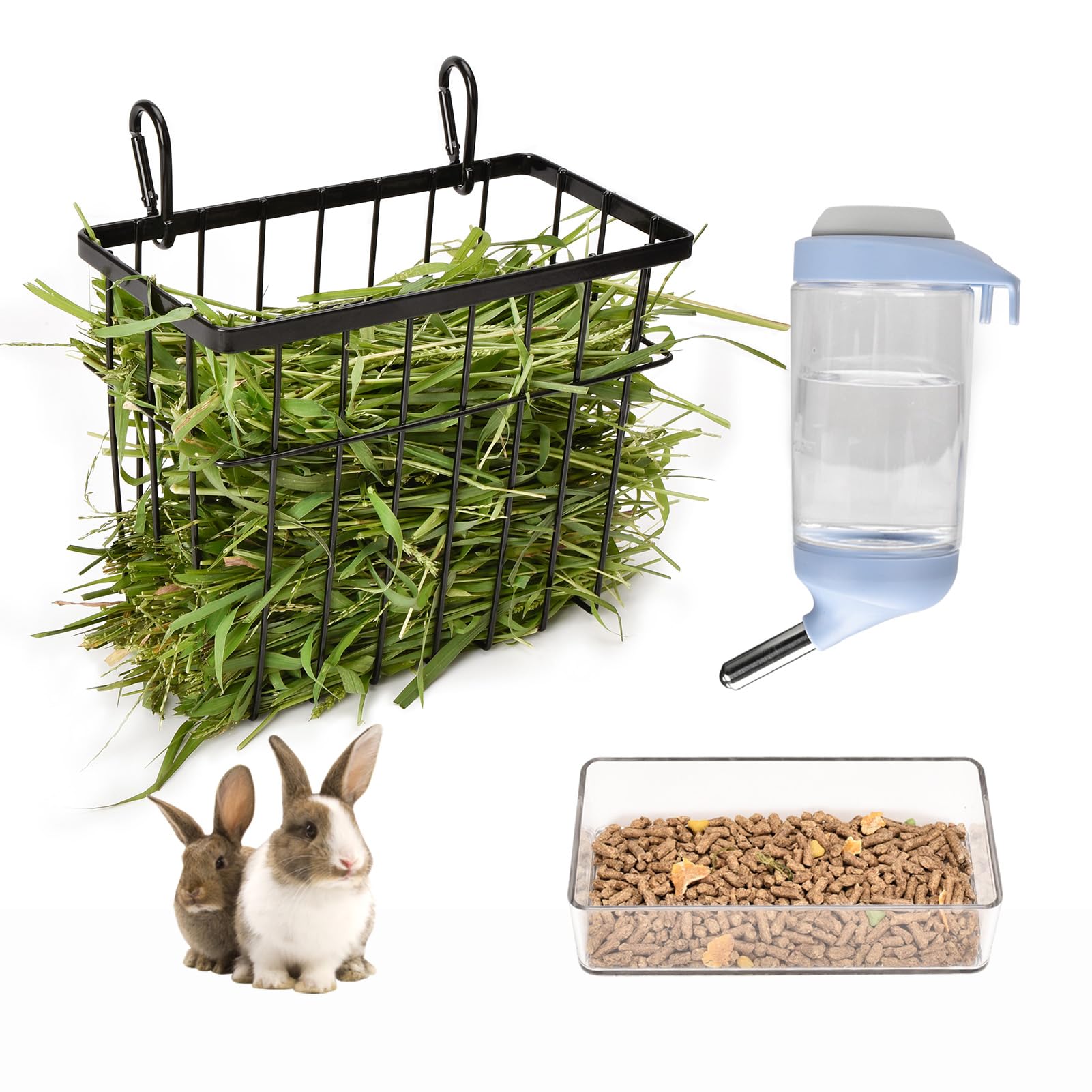 Sopffy 2-Pack Metal Hay Feeders for Rabbits & Guinea Pigs