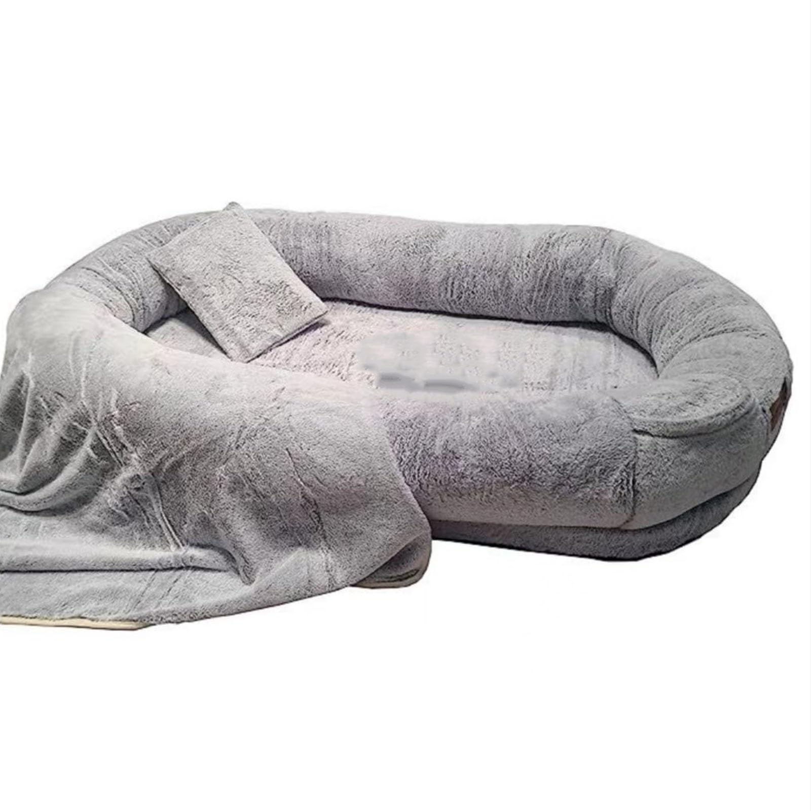USAMZLUL Giant Oval Human & Large Dog Bed with Blanket