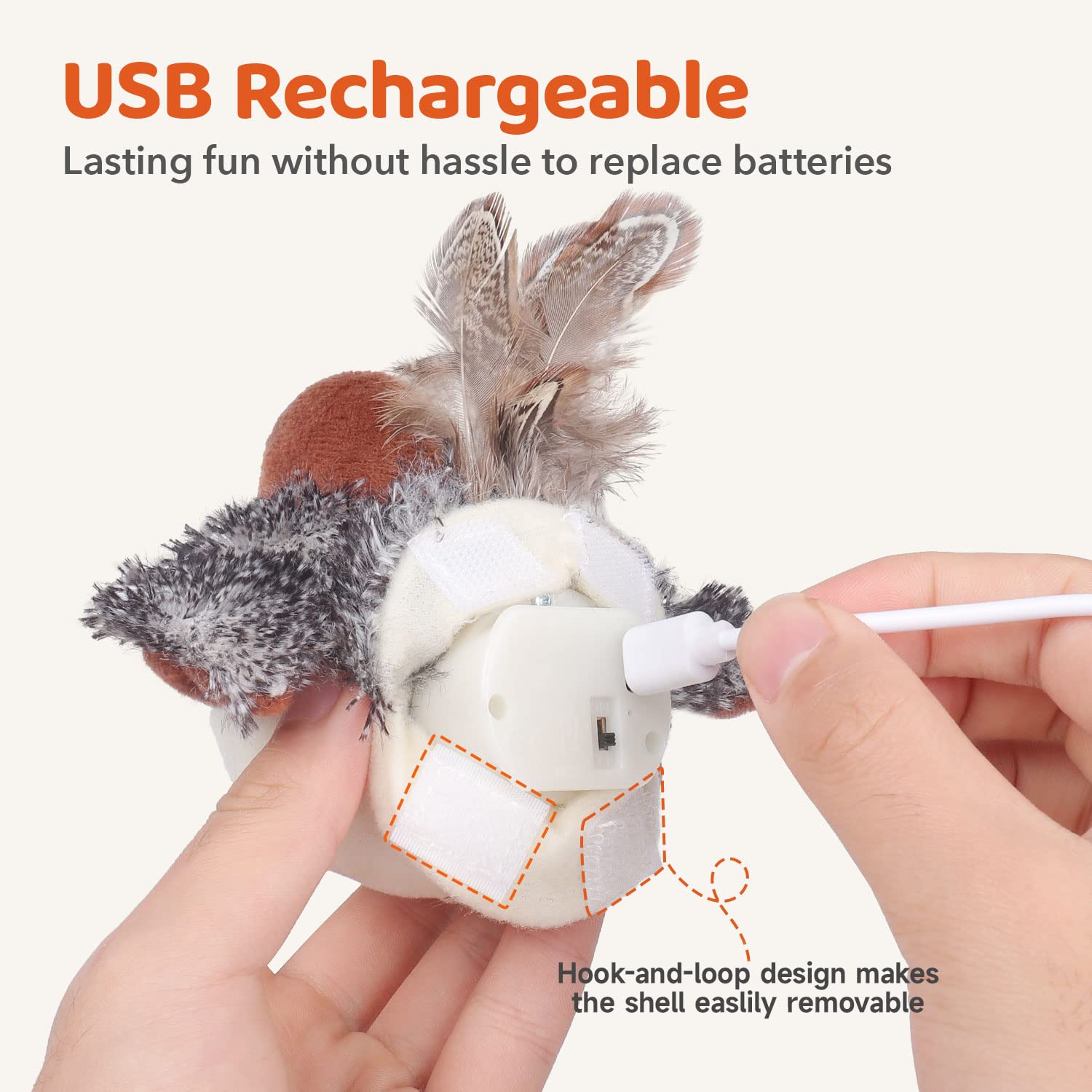 Potaroma Touch-Activated Flapping Bird Catnip Toy