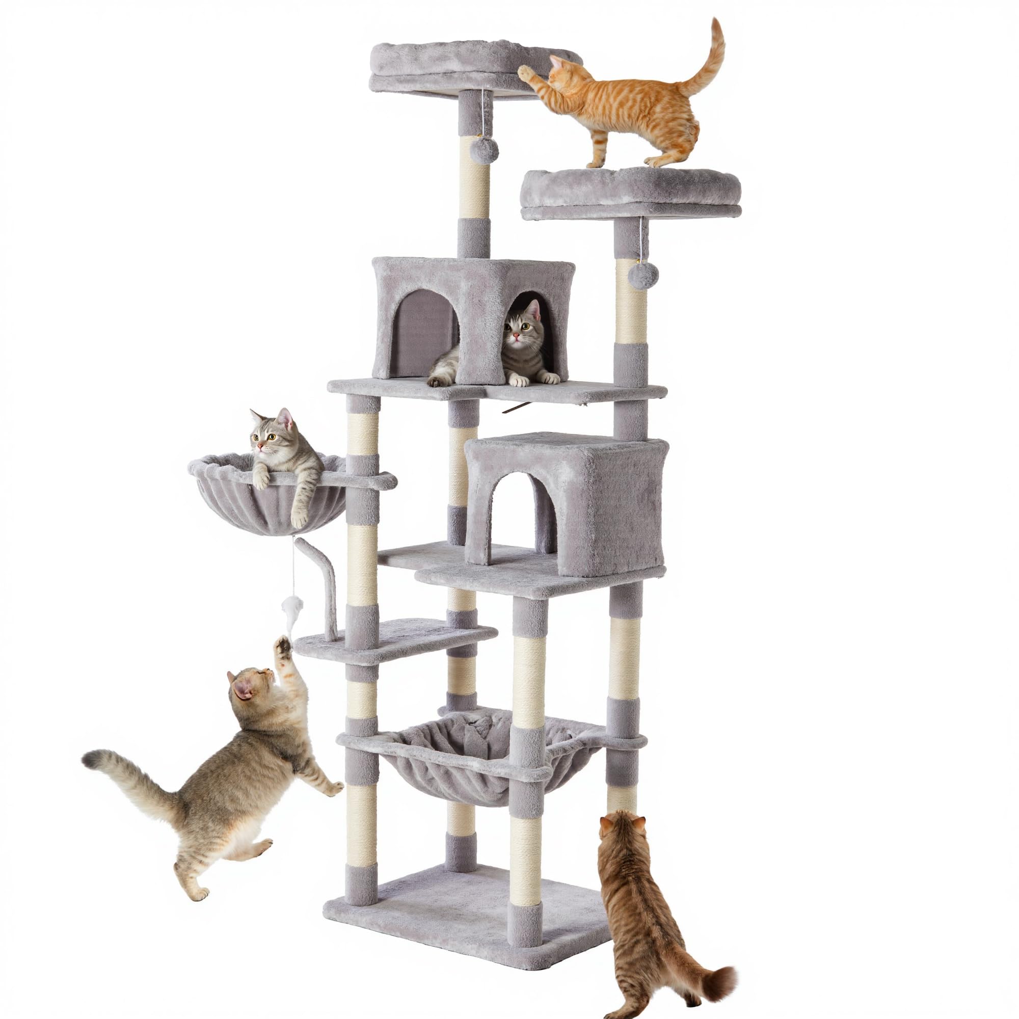 Sweetcrispy Cat Tree Tower with Sisal Posts & Hammock