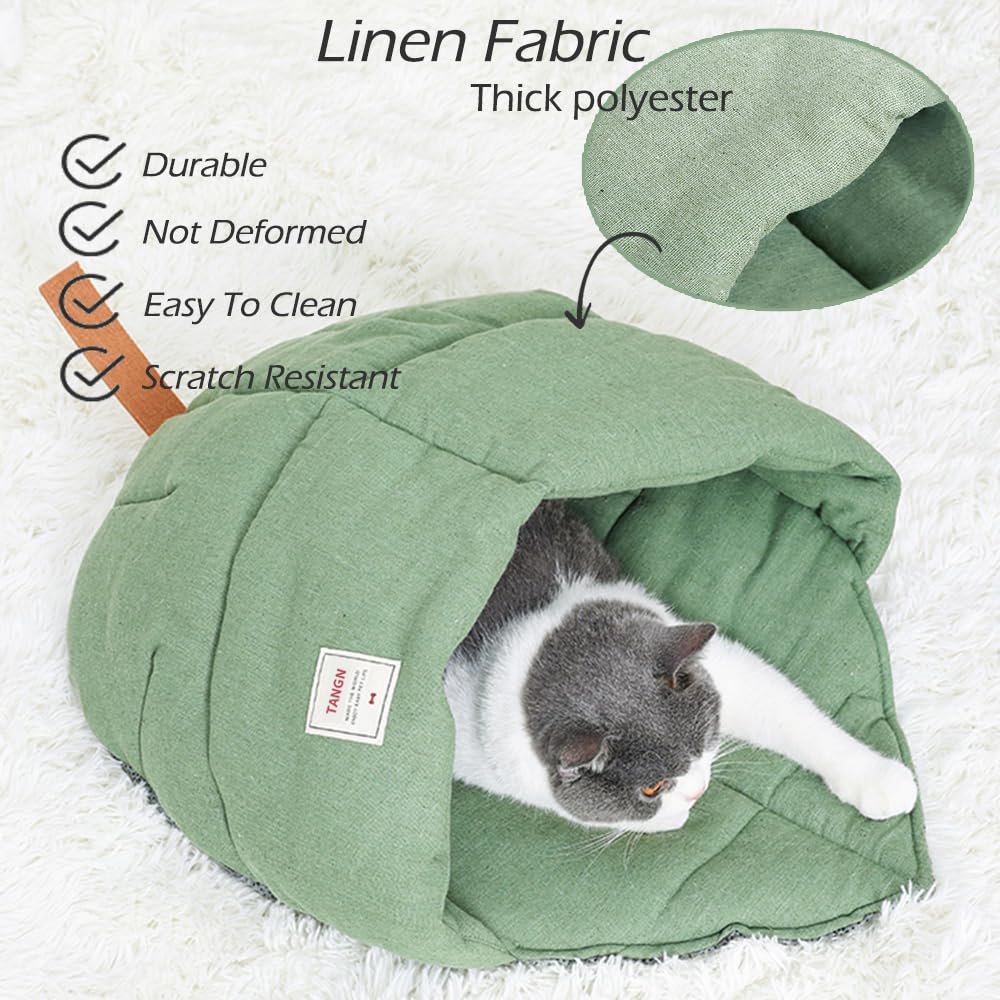 Linen Cat Sleeping Bag Cave with Non-Slip Bottom