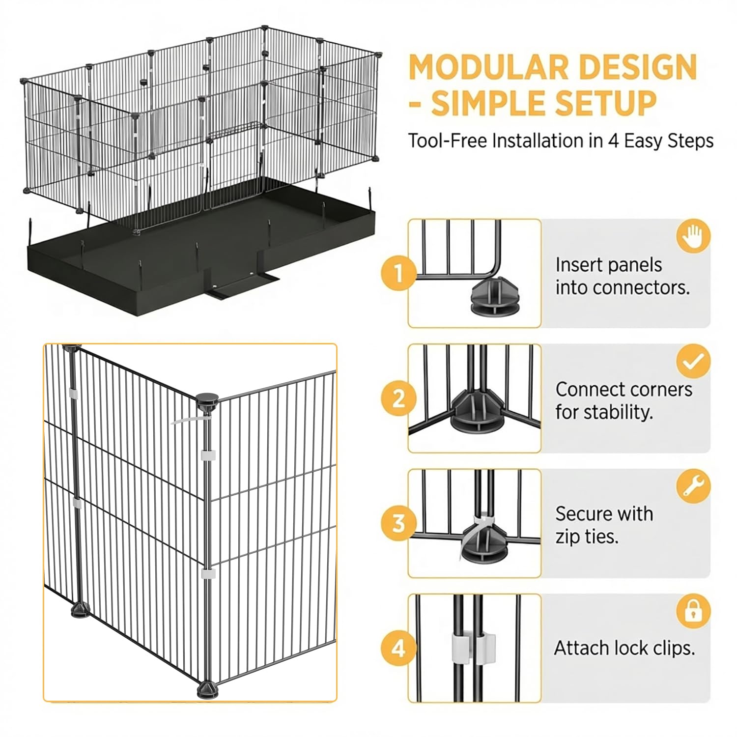 SNAAT Expandable Guinea Pig Playpen with Waterproof Liner