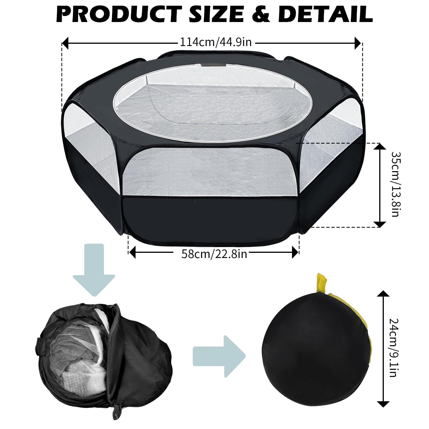 UWE Portable Waterproof Small Animal Playpen with Cover