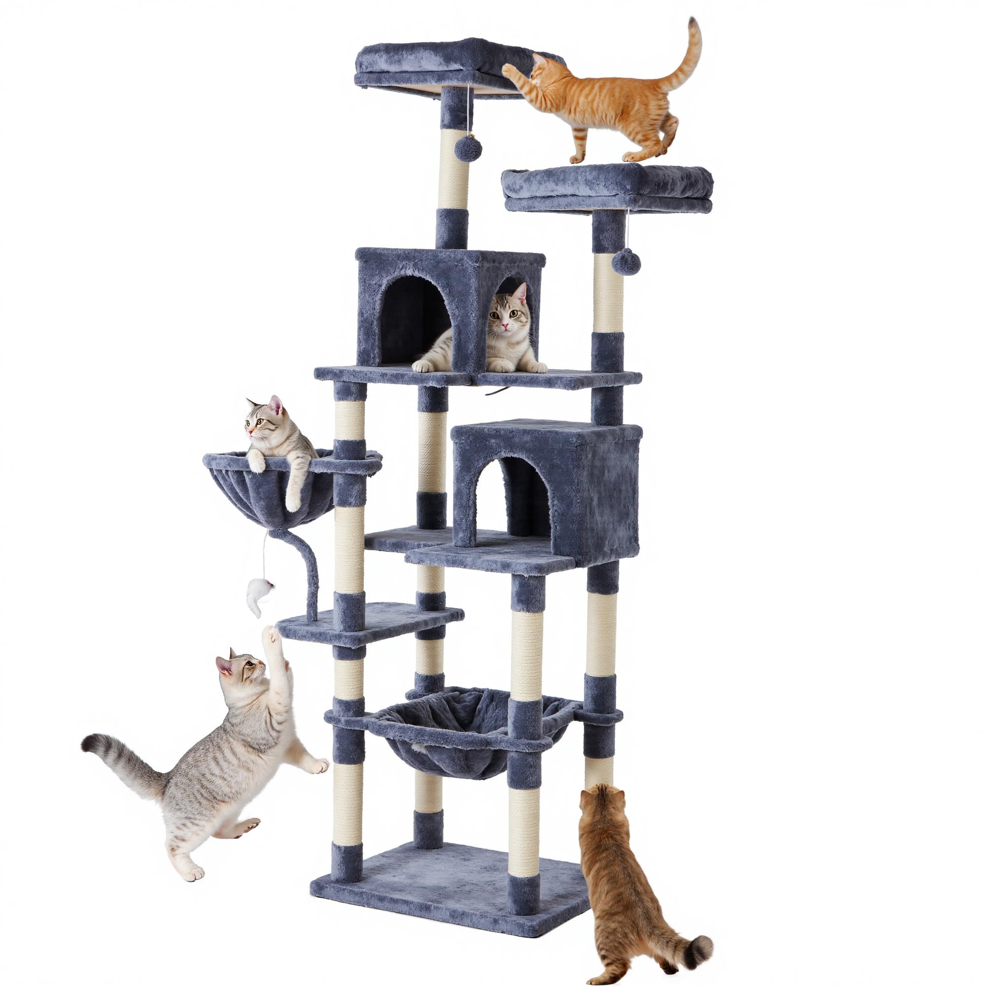 Sweetcrispy Cat Tree Tower with Sisal Posts & Hammock