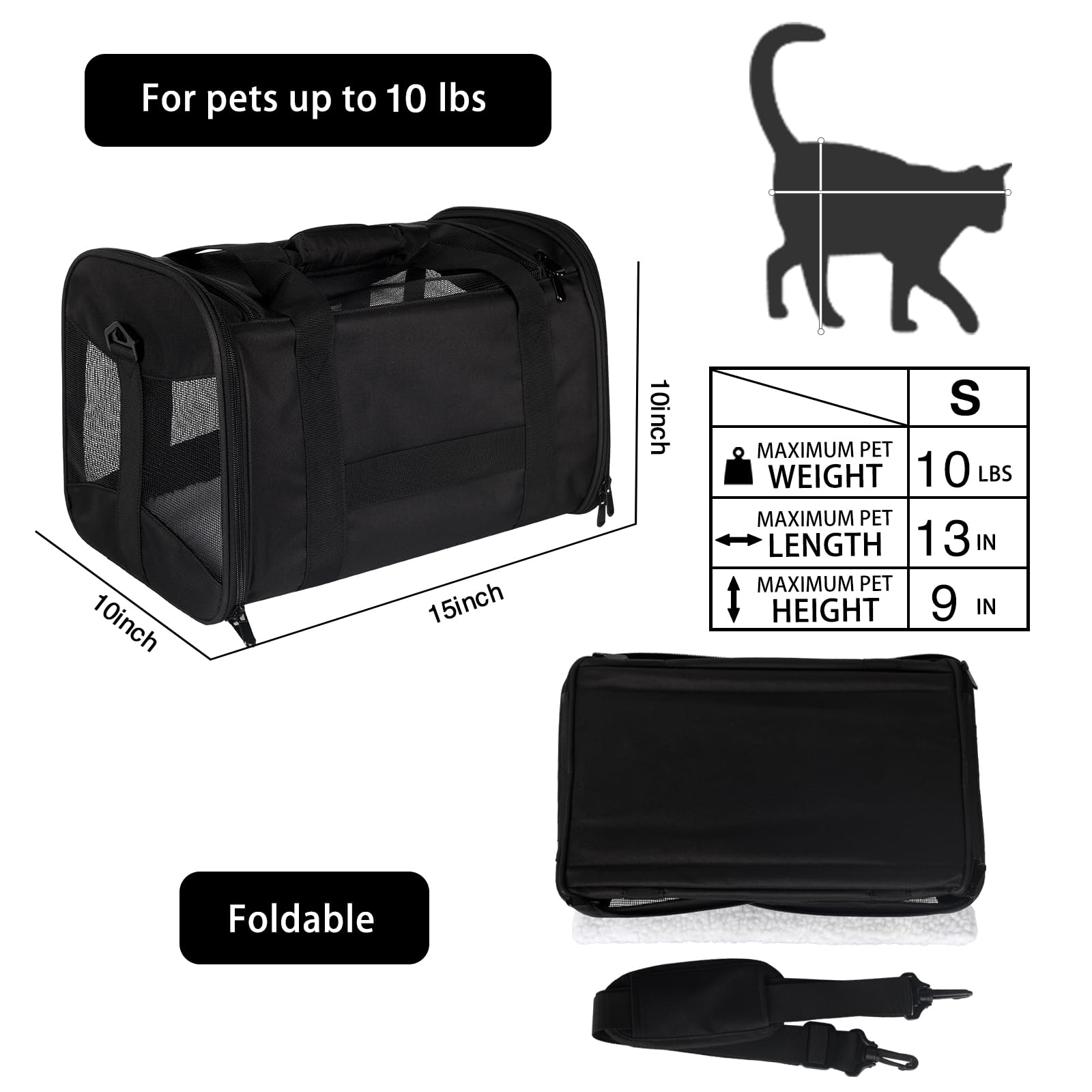 Airline-Approved Breathable Pet Carrier with Fleece Pad