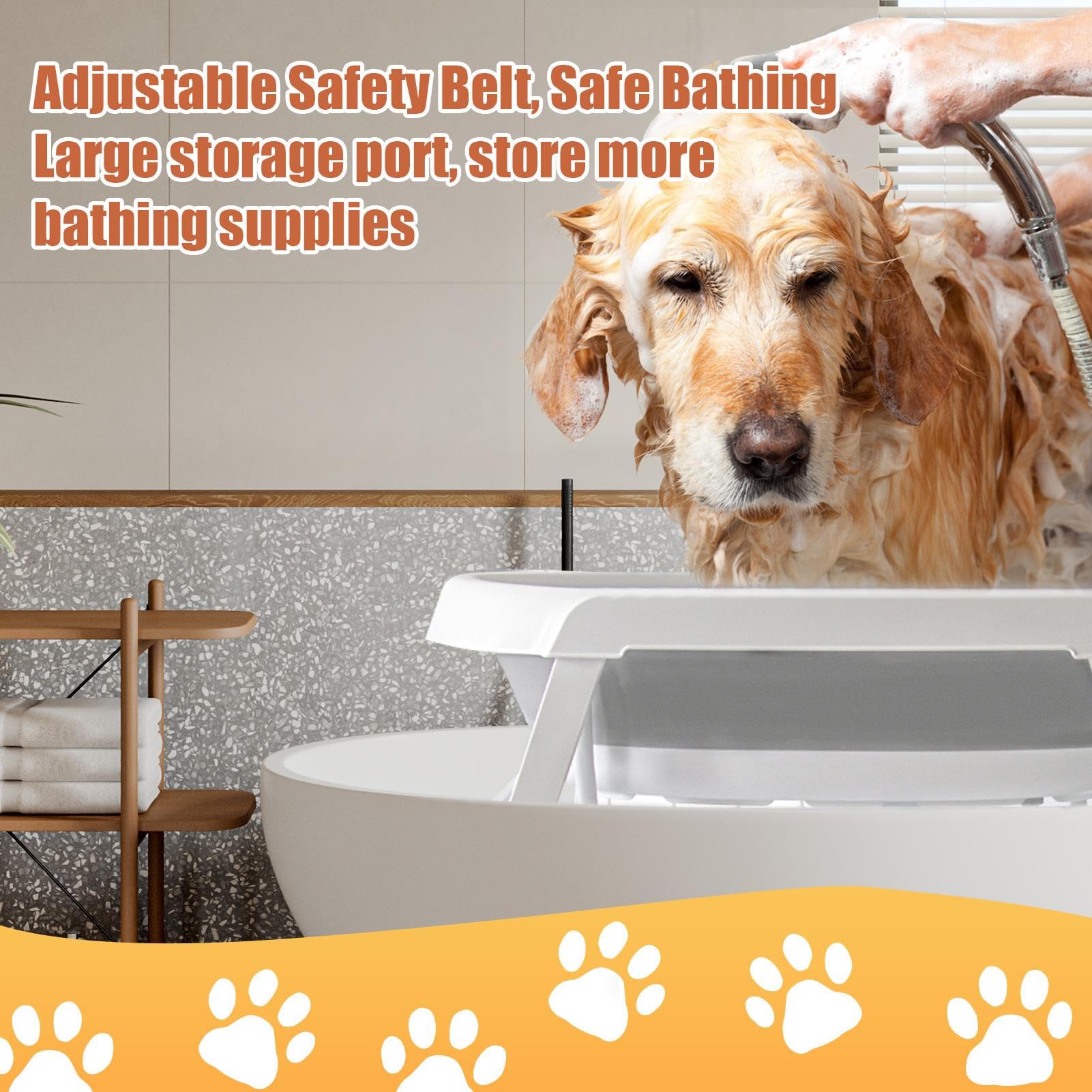 2-in-1 Foldable Elevated Dog Bathtub & Grooming Station