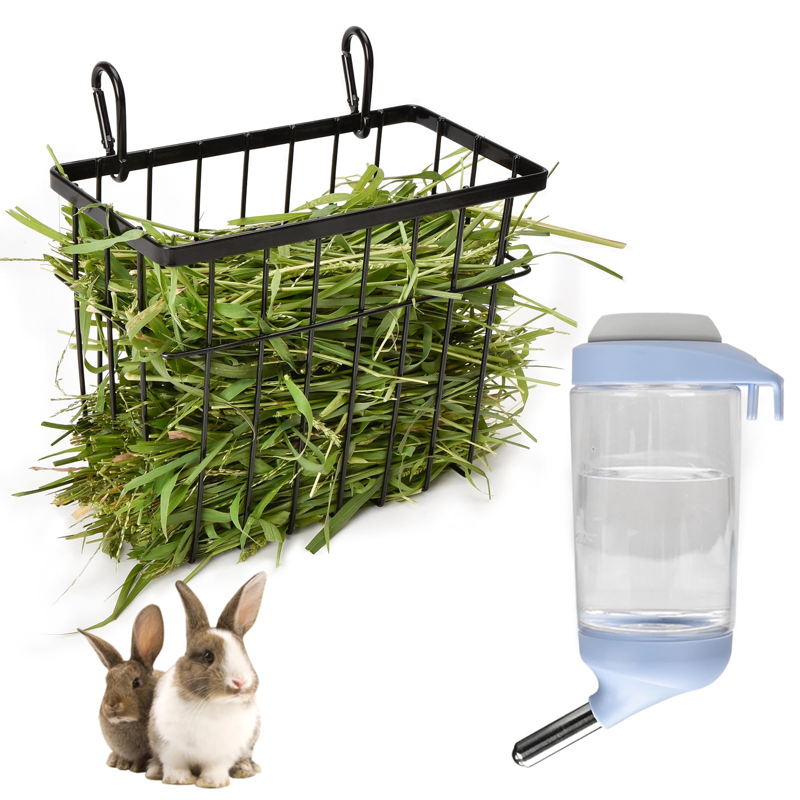 Sopffy 2-Pack Metal Hay Feeders for Rabbits & Guinea Pigs