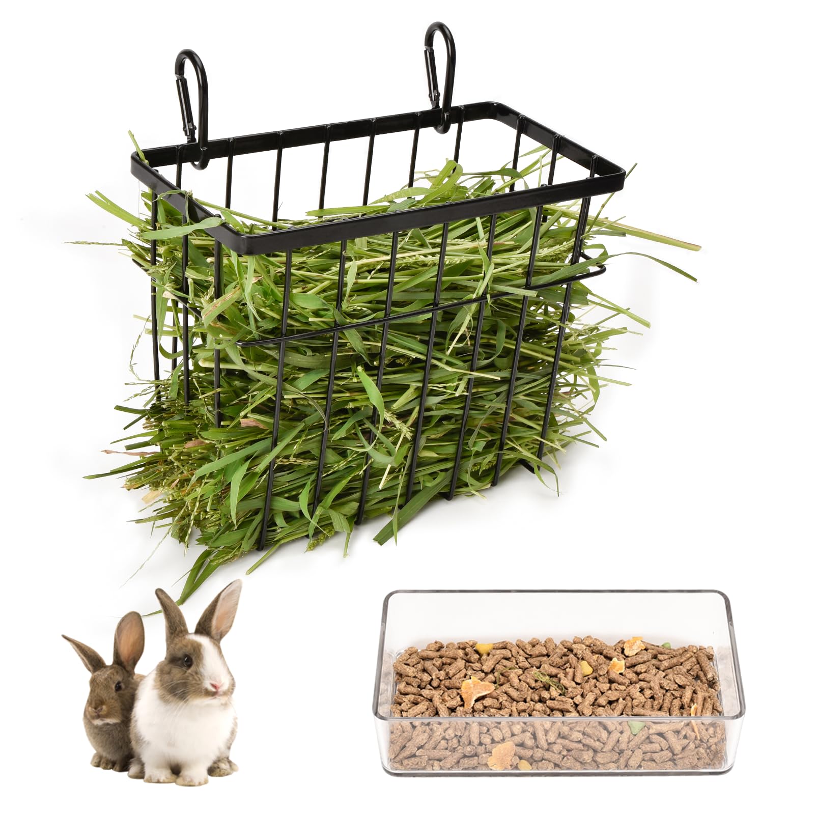 Sopffy 2-Pack Metal Hay Feeders for Rabbits & Guinea Pigs
