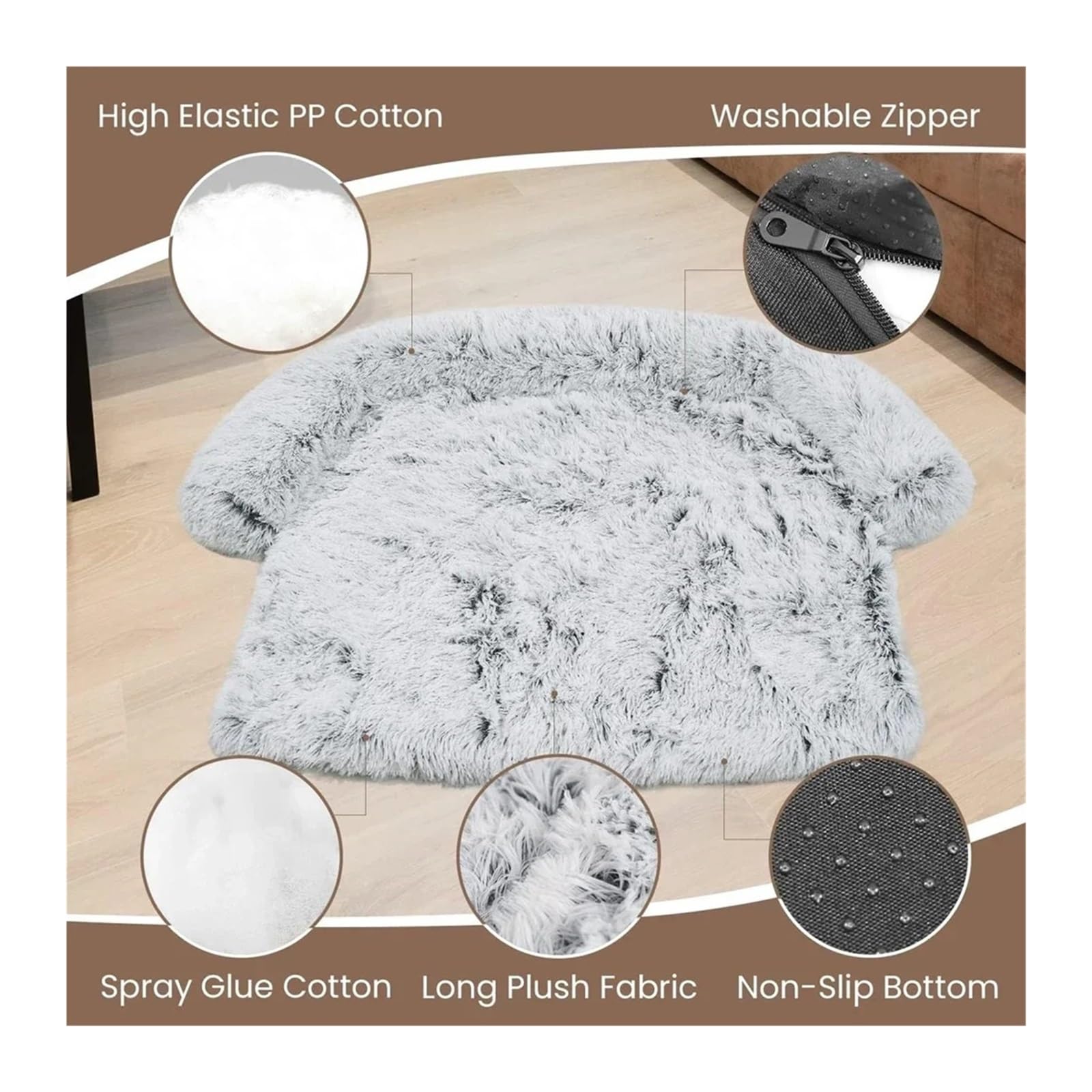 Washable Plush Sofa Bed for Large Dogs & Cats