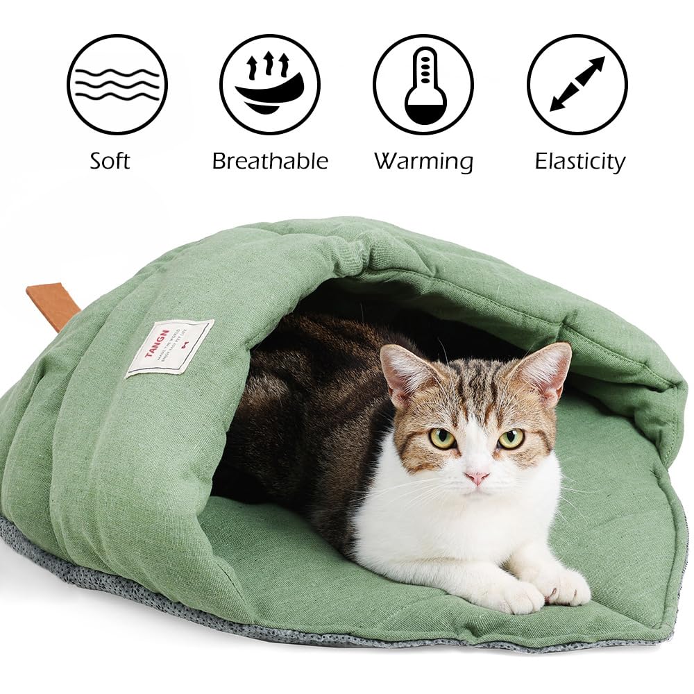 Linen Cat Sleeping Bag Cave with Non-Slip Bottom