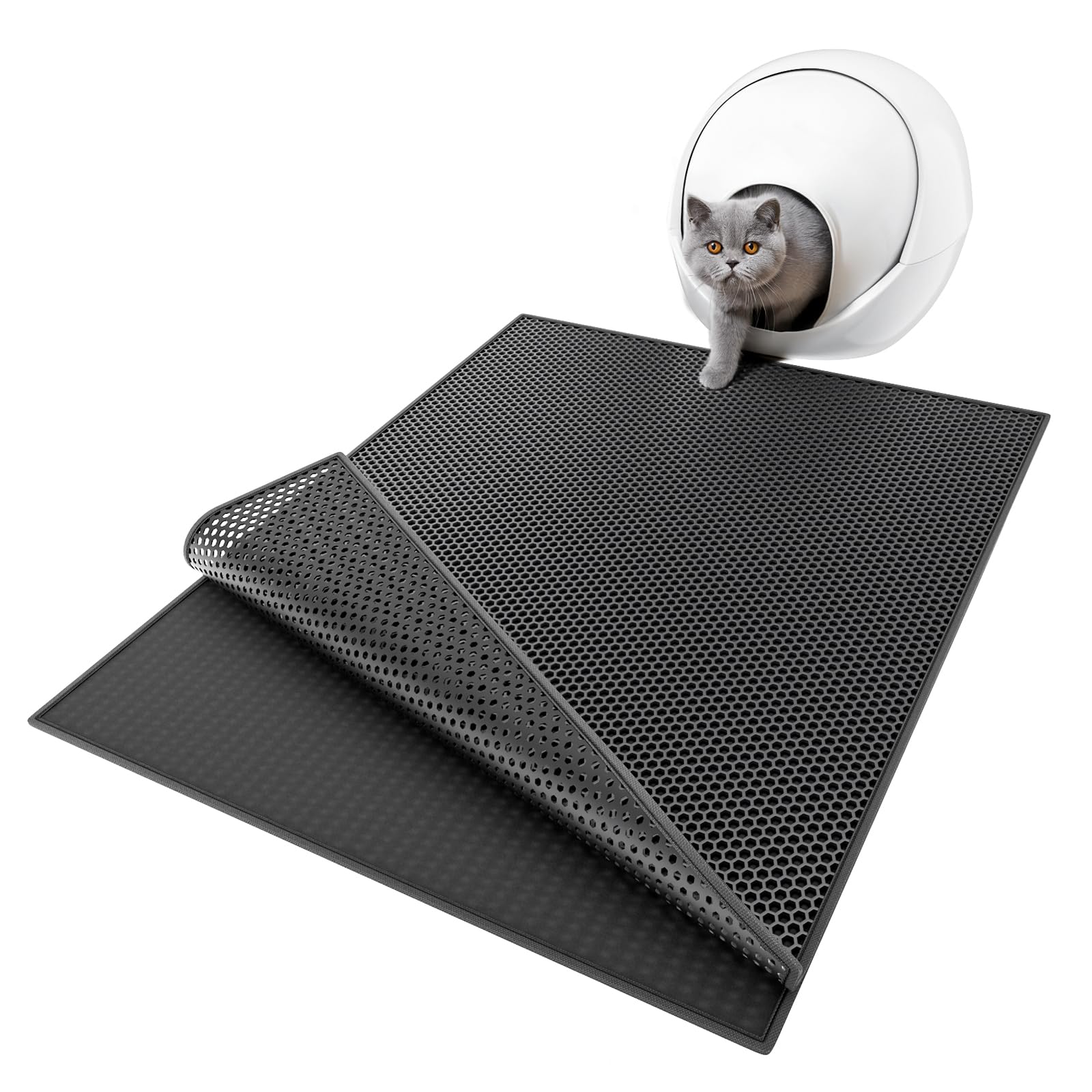 ESTHELLO Double-Layer Honeycomb Cat Litter Trapping Mat