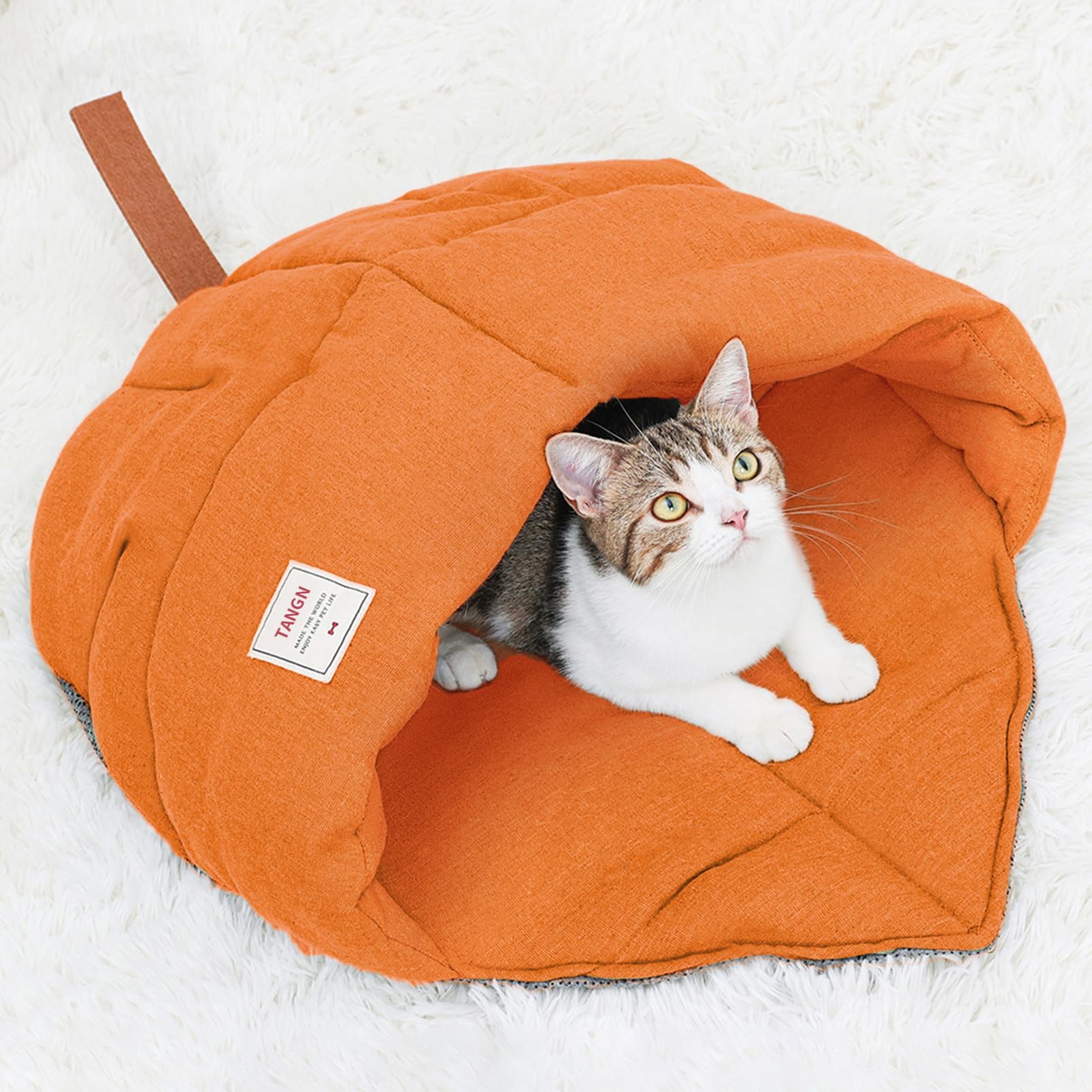 Linen Cat Sleeping Bag Cave with Non-Slip Bottom