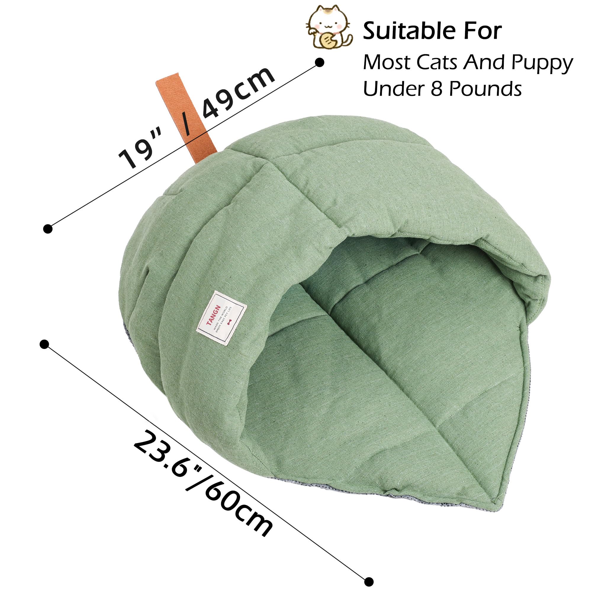 Linen Cat Sleeping Bag Cave with Non-Slip Bottom
