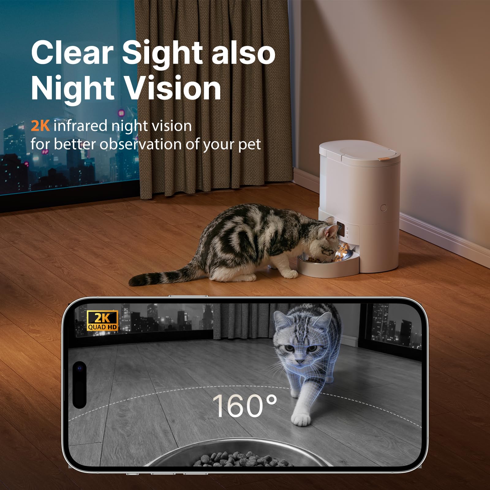 2-in-1 Smart Cat Feeder with 2K Camera & Water Dispenser