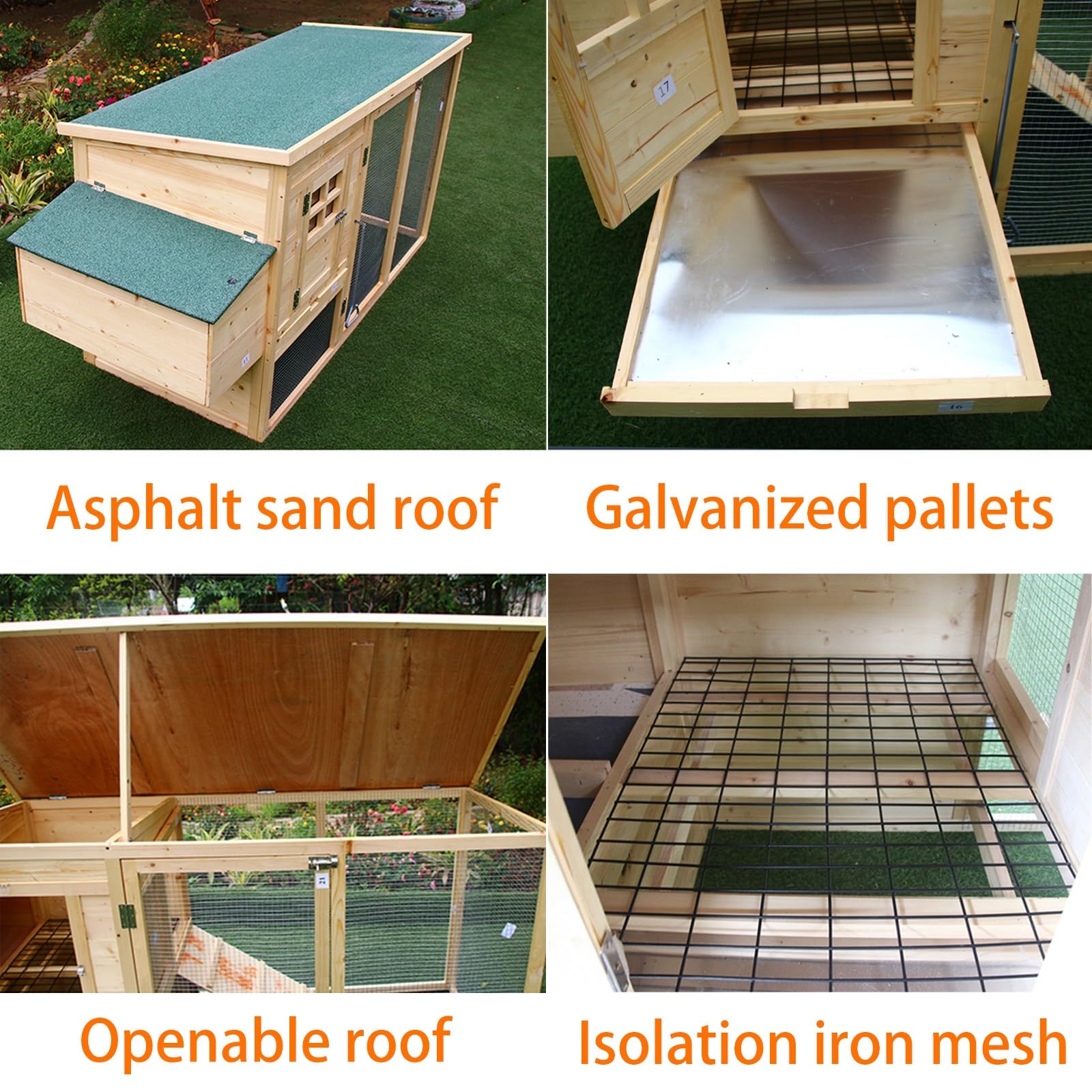 TXGJWRA Elevated Wooden Rabbit Hutch with Waterproof Roof
