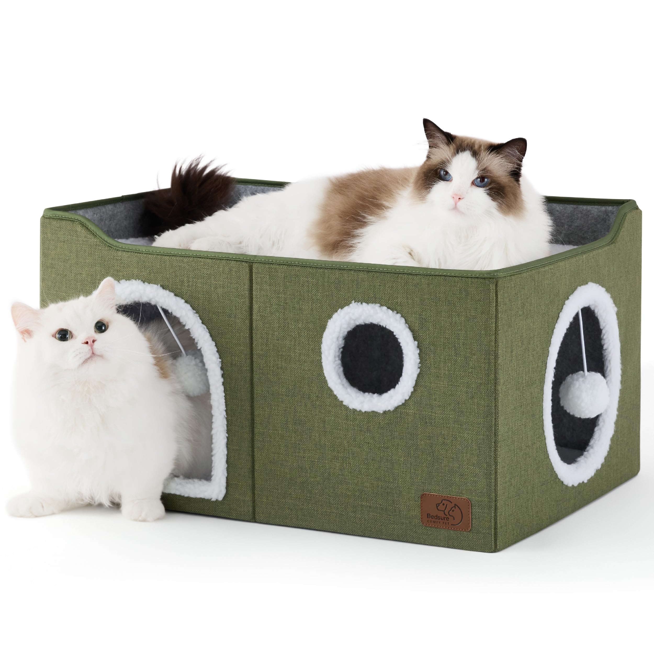 Bedsure Foldable Cat Cave Bed with Scratch Pad & Ball Toy